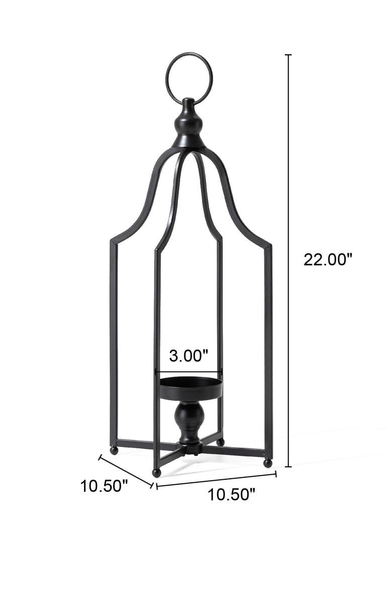 Modern Farmhouse Metal Decorative Lantern Candle Holder, Alternate, color, Black