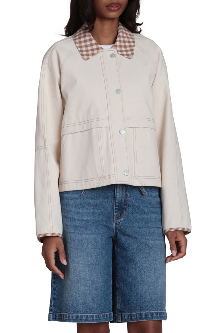 Mixed Media Twill Jacket, Main, color, BEIGE