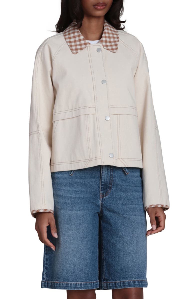 Bagatelle Mixed Media Twill Jacket, Main, color, Beige