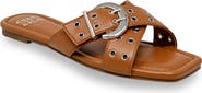 CHASE AND CHLOE Grommet Cross Strap Slide Sandal