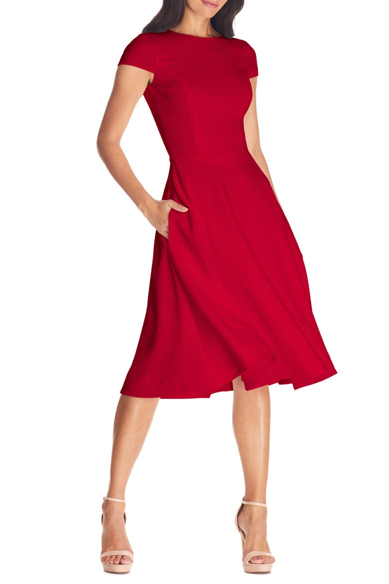 Livia Fit & Flare Dress, Main, color, GARNET