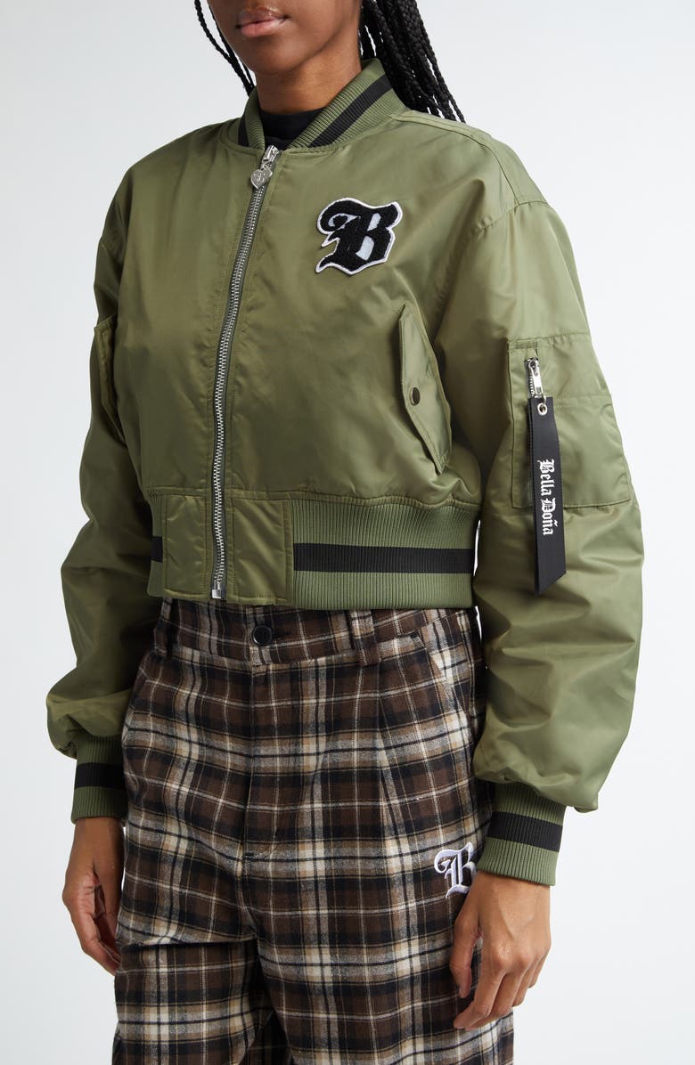 Bella Doña Pray Hands Bomber Jacket, Alternate, color, Green