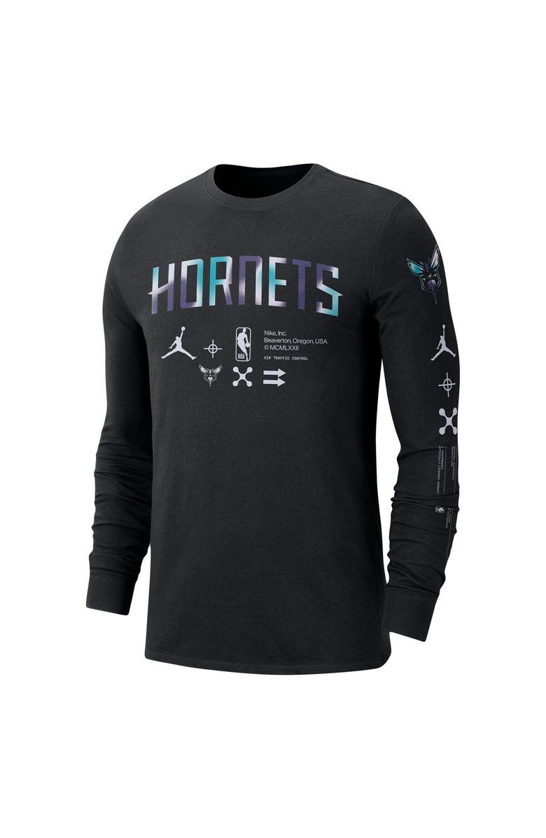 Jordan Brand Men's Jordan Brand Black Charlotte Hornets Essential Air Traffic Control Long Sleeve T-Shirt, Alternate, color, Black