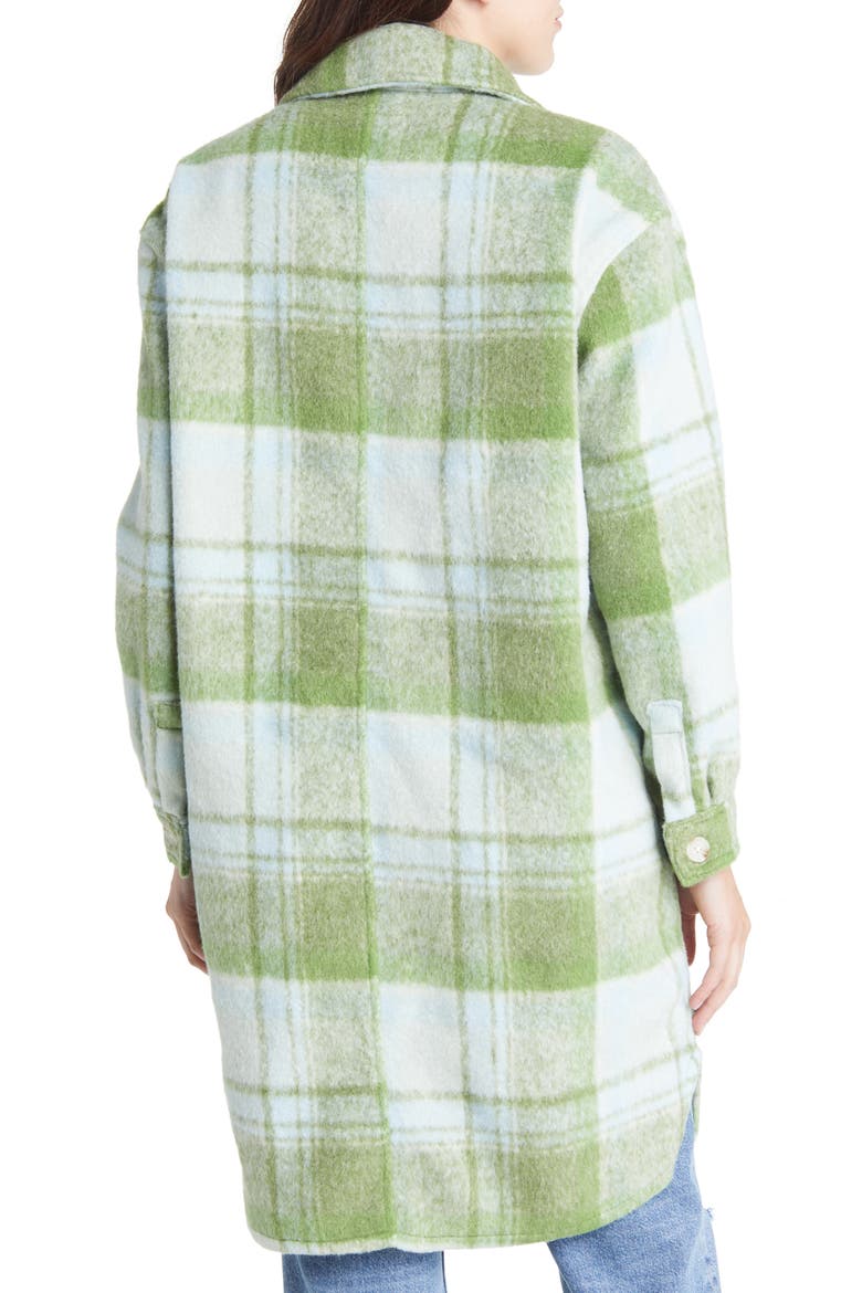 Plaid Long Shacket, Alternate, color, LUCKY CHARM