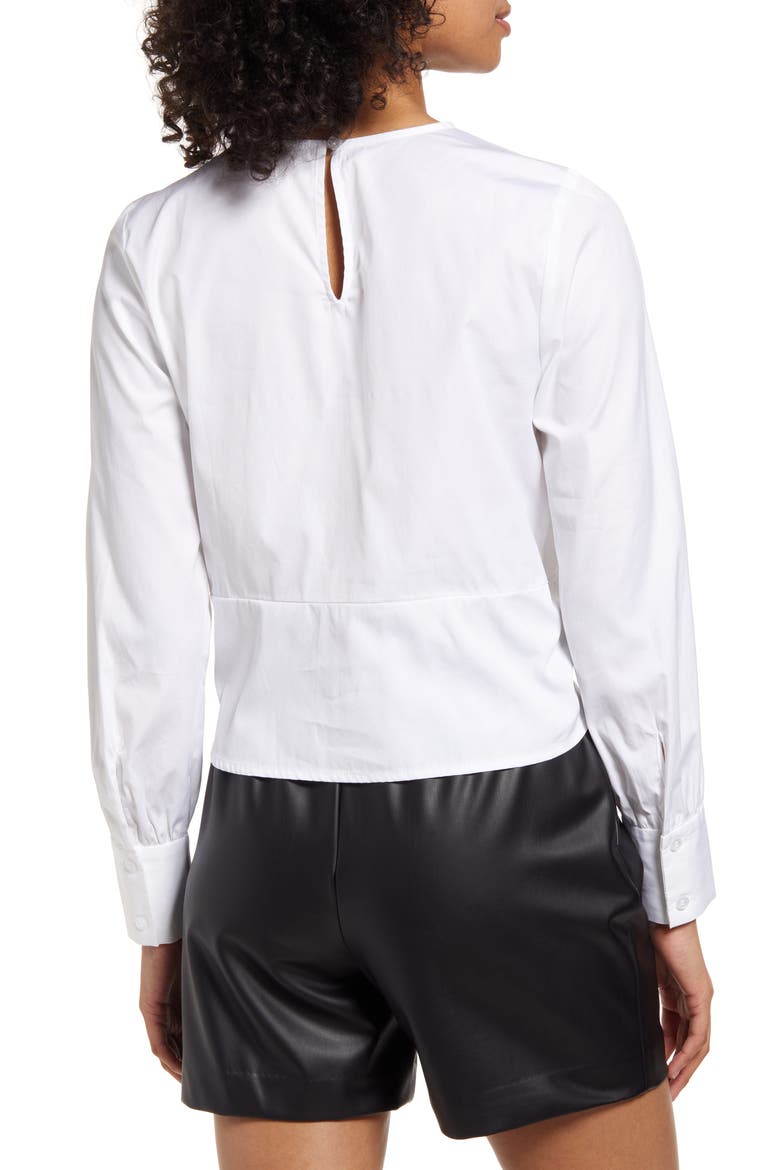 Tie Waist Poplin Top, Alternate, color, WHITE