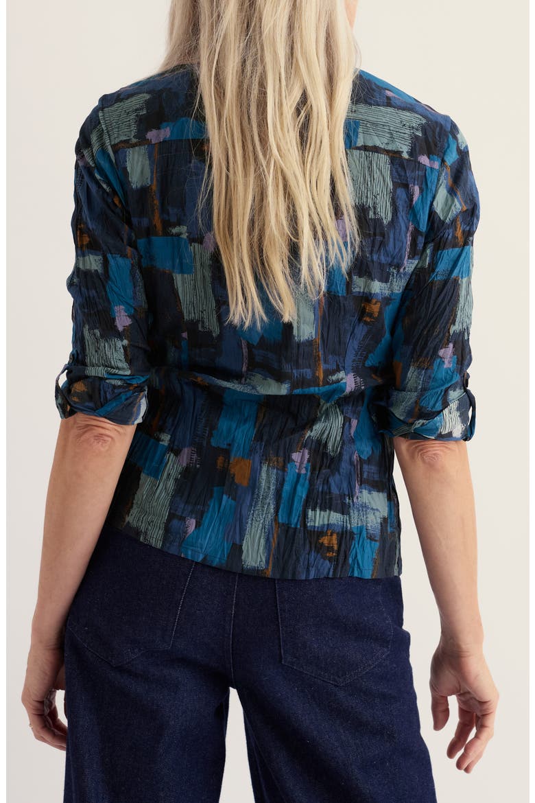 Larissa Crinkled Organic Cotton Shirt, Alternate, color, PAINT TEXTURE MARITIME