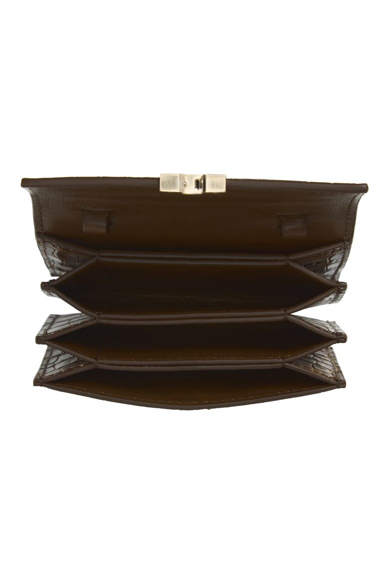Mia Croc Embossed Leather Crossbody Wallet, Alternate, color, CINNAMON