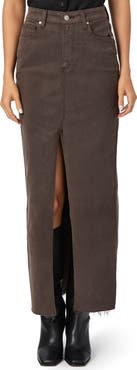 PAIGE Angela Raw Hem Denim Maxi Skirt