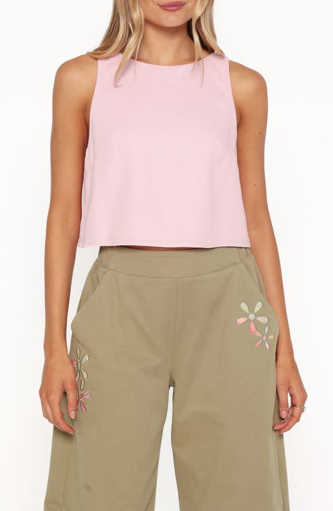 Madison Linen Blend Cropped Tank