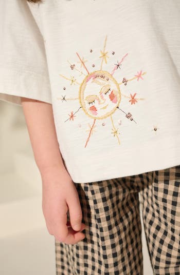 Kids' Celestial Embroidered Cotton Graphic T-Shirt