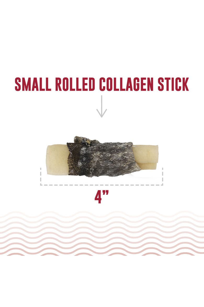 4 Inch Rolled Collagen Stick Beef and Cod Skin, 12 Pack, Alternate, color, Multicolored
