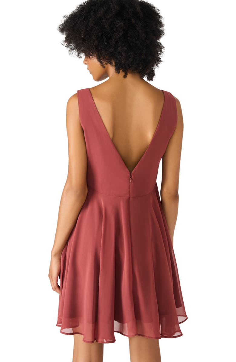 Steve Madden Rowan Chiffon Dress with Ruffle Capelet, Alternate, color, Baked Apple