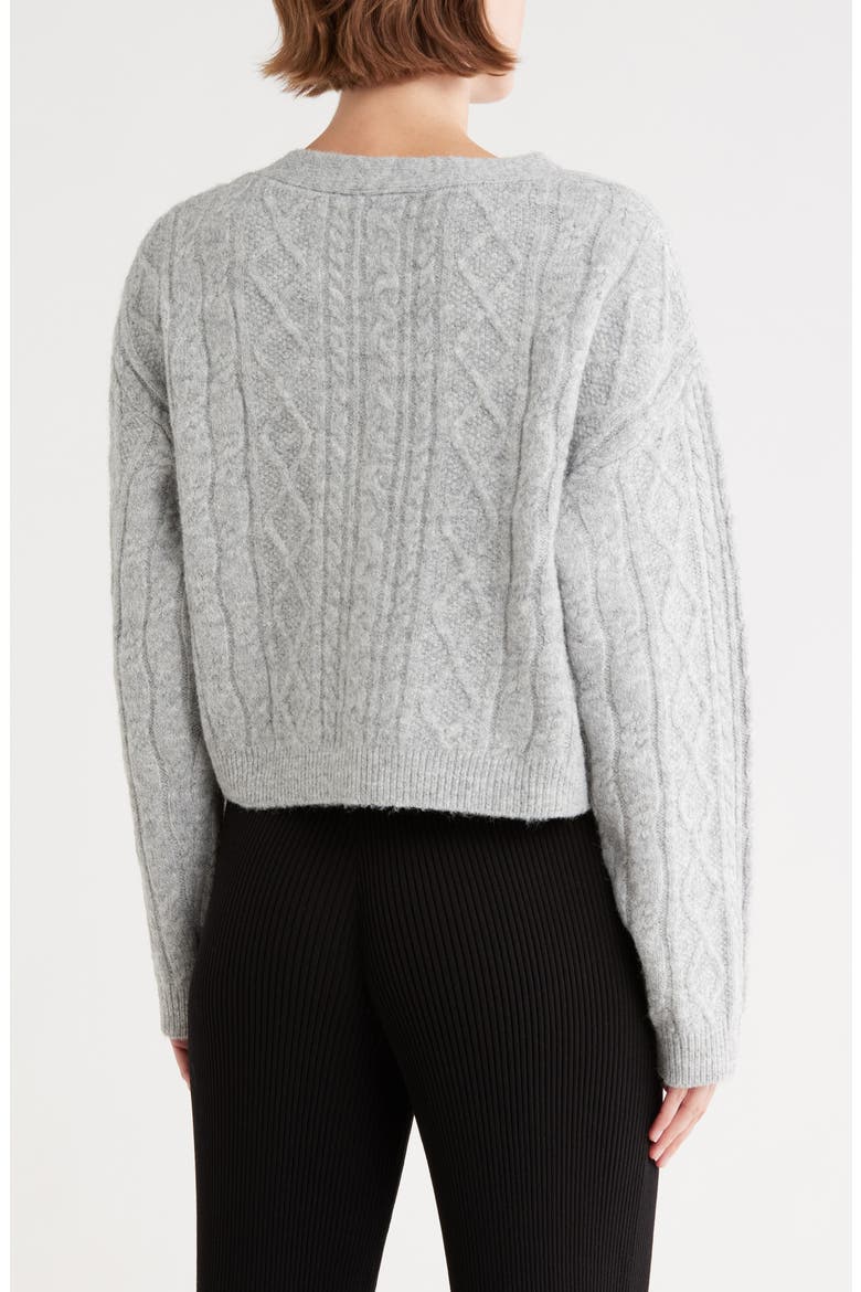 Cable Crop Cardigan, Alternate, color, GREY