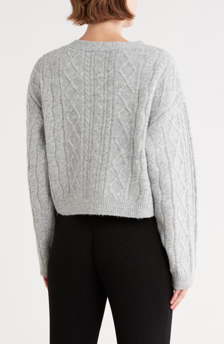 Topshop Cable Crop Cardigan, Alternate, color, 