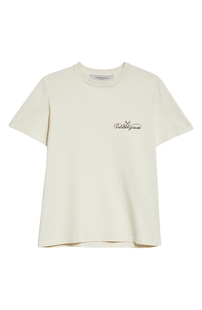Golden Goose Journey Logo Cotton Graphic T-Shirt, Alternate, color, Heritage White/ Black