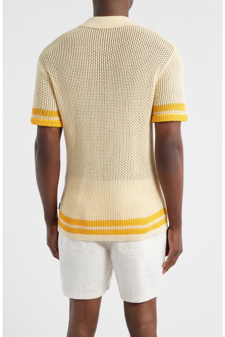 Stripe Open Stitch Organic Cotton Polo, Alternate, color, YELLOW