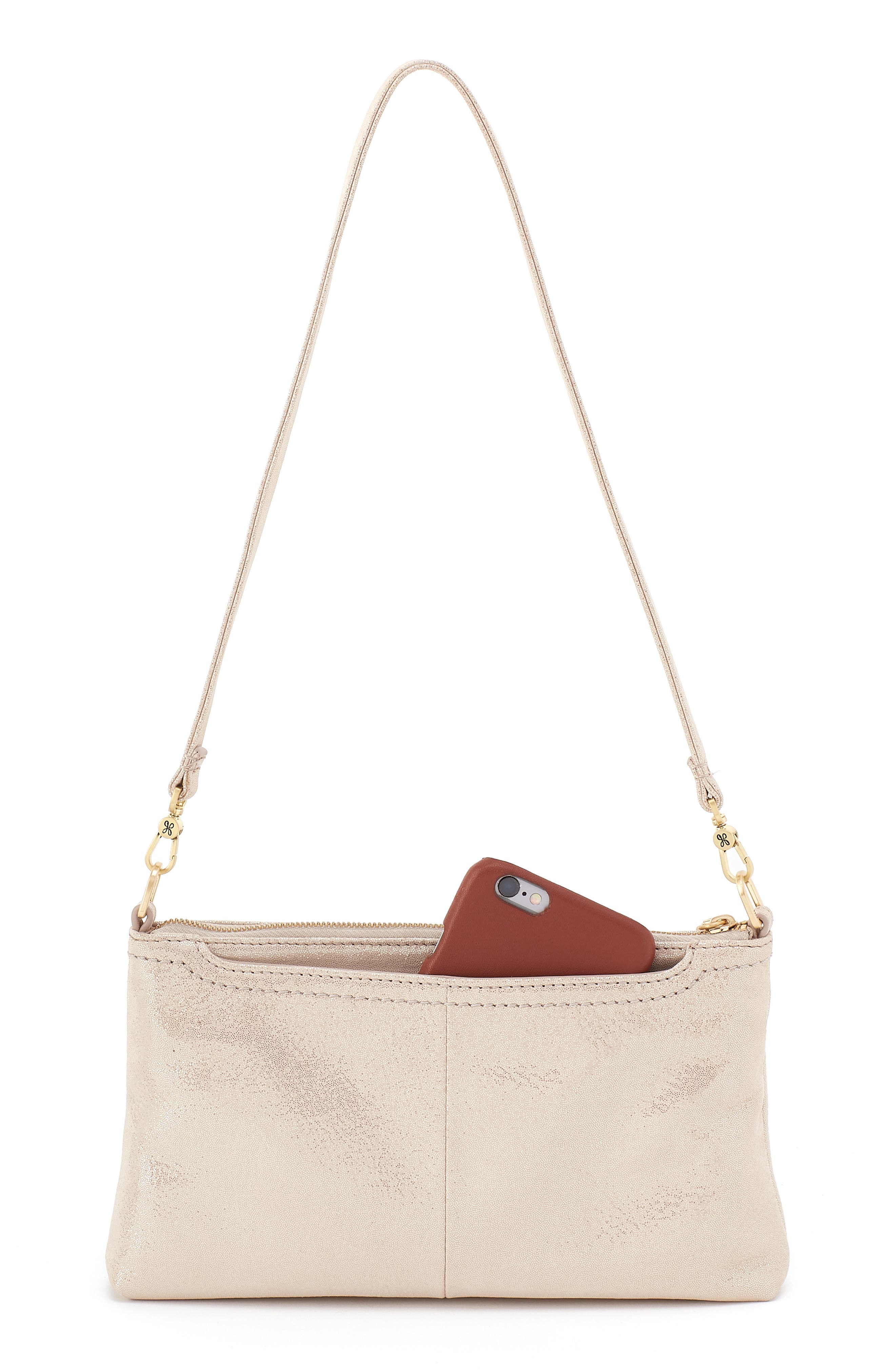 HOBO Darcy Convertible Leather Crossbody Bag, Alternate, color, Sand Shimmer