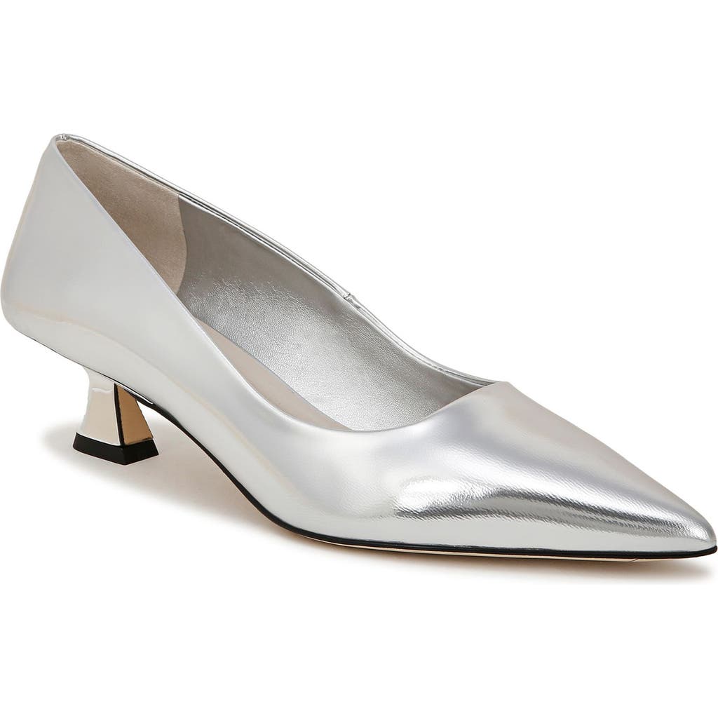 Sarto By Franco Sarto Diva Kitten Heel Pointed Toe Pump In Silver