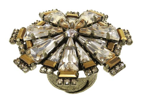 Spikes and Pearls Crystal Statement Ring