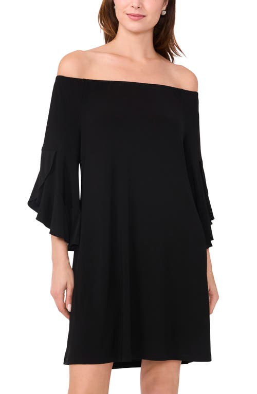 Halogen ® Off The Shoulder Flutter Sleeve Shift Dress In Rich Black