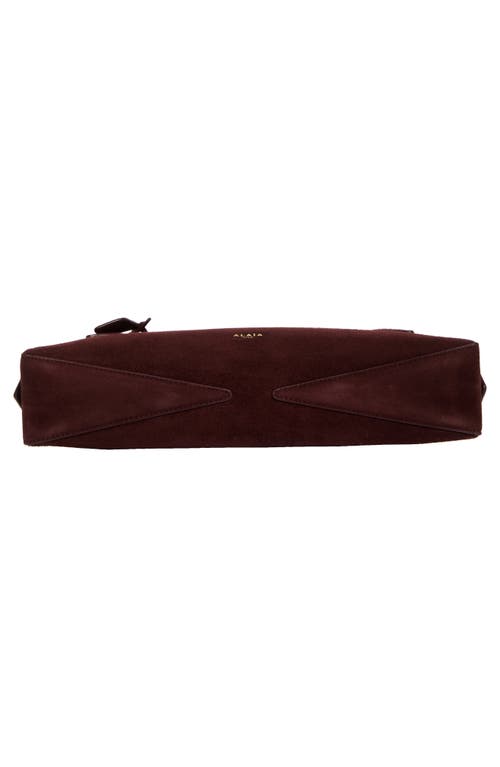 Alaïa Le Teckel Suede Clutch In Rouge Grenat