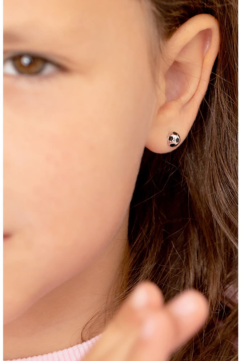 Enamel Soccer Ball Earrings, Alternate, color, Black