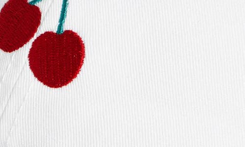 The Accessory Collective Kids' Cherry Embroidered Cotton Twill Baseball Cap In White