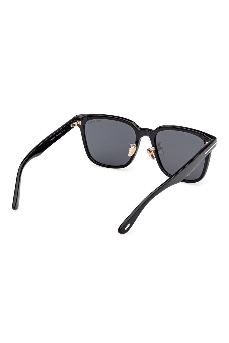 58mm Square Sunglasses, Alternate, color, SHINY BLACK / SMOKE