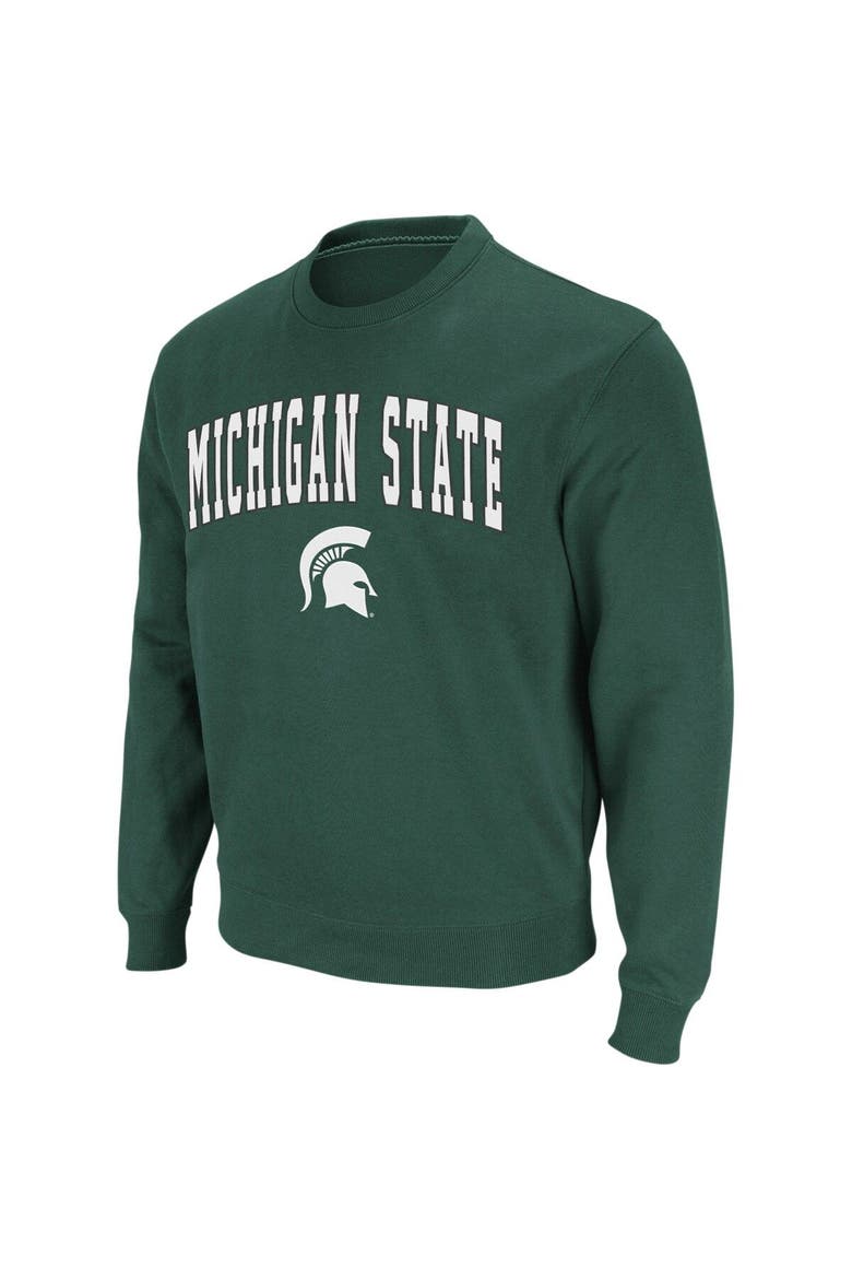 Men's Colosseum Green Michigan State Spartans Arch & Logo Crew Neck Sweatshirt, Main, color, Green