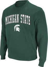 COLOSSEUM Men's Colosseum Green Michigan State Spartans Arch & Logo Crew Neck Sweatshirt