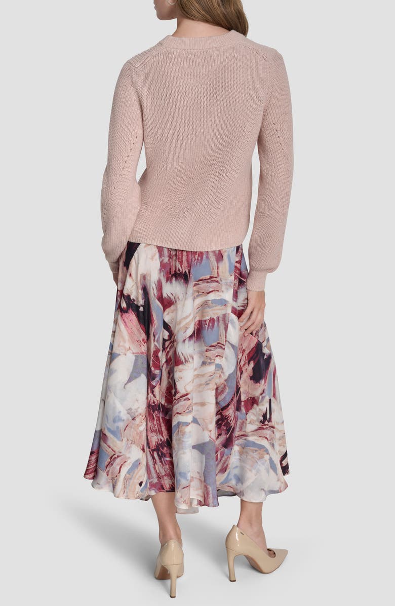 DKNY Rib Cotton Blend Sweater, Alternate, color, Cameo