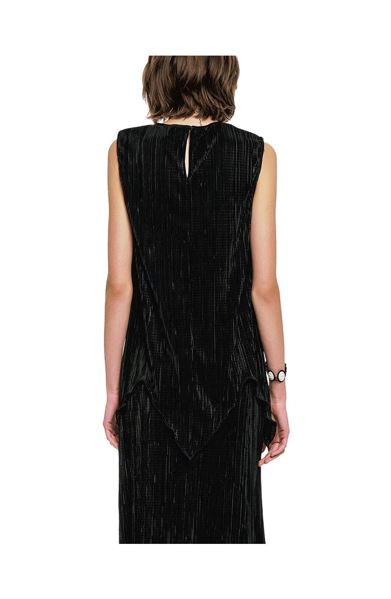 Anna Sui Plisse Sleeveless Top, Alternate, color, Black