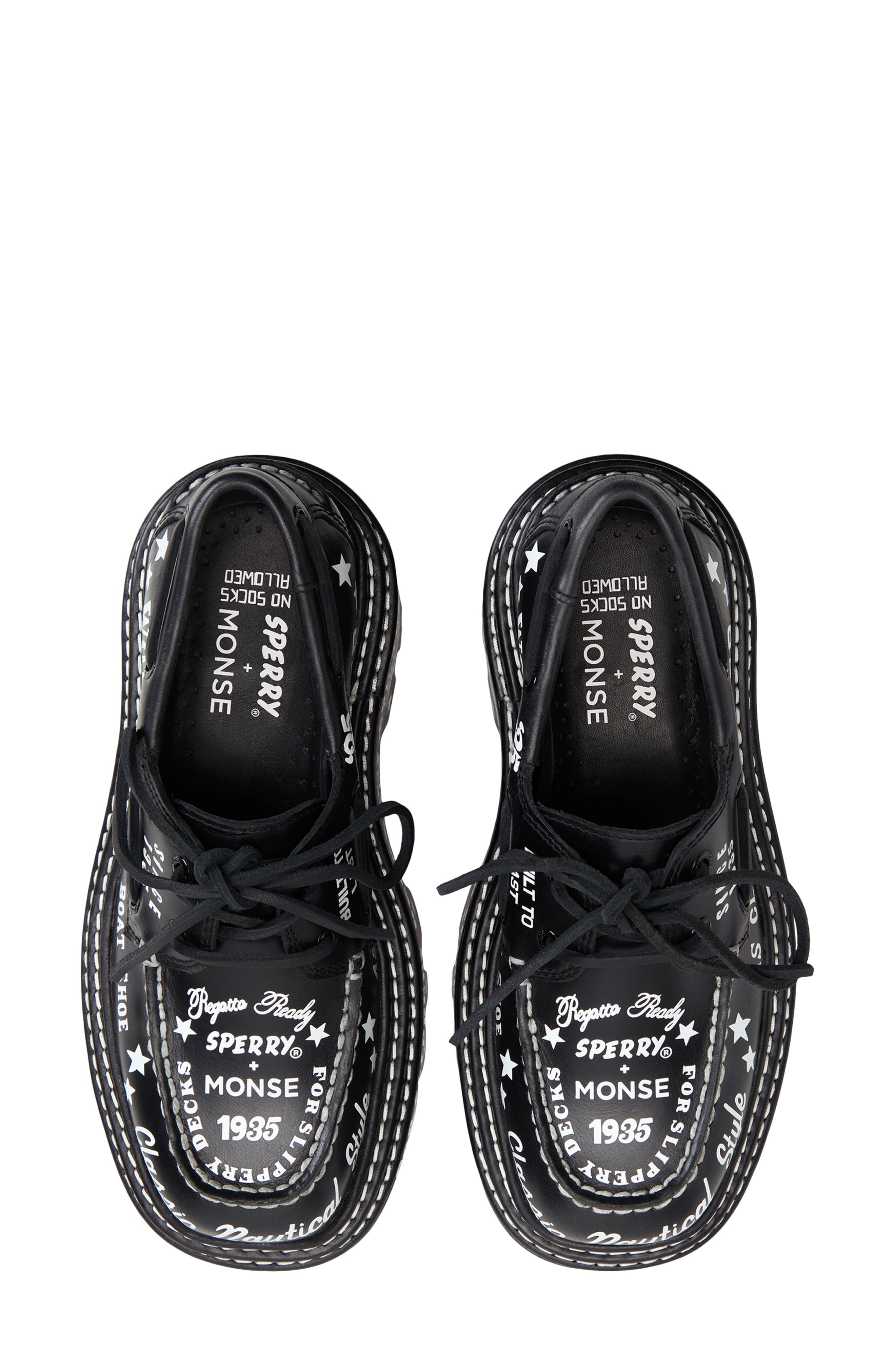 Sperry x MONSE Authentic Original 2-Eye Lug Boat Shoe, Alternate, color, Black Graphic