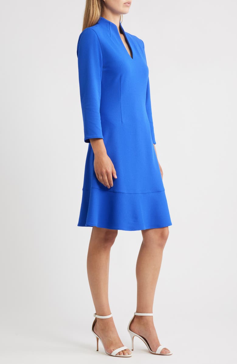 Ming Wang Long Sleeve Stretch Crepe Fit & Flare Dress, Alternate, color, Sapphire Sea