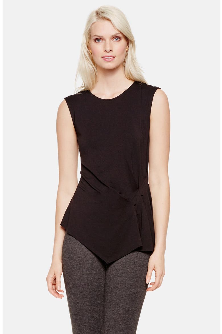 Side Pleat Asymmetrical Top, Main, color, RICH BLACK