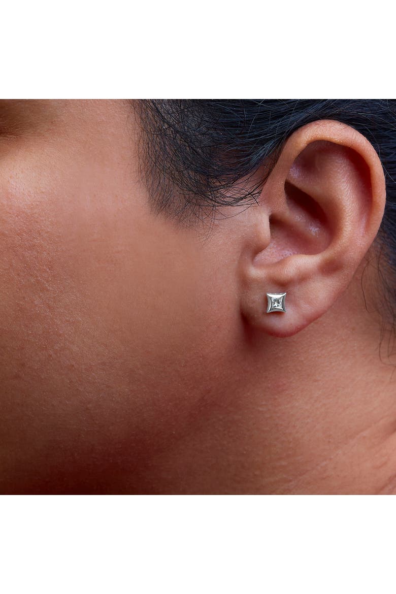 10K White Gold 1/3 Ct Invisible Style Princess Stud Earrings, Alternate, color, White
