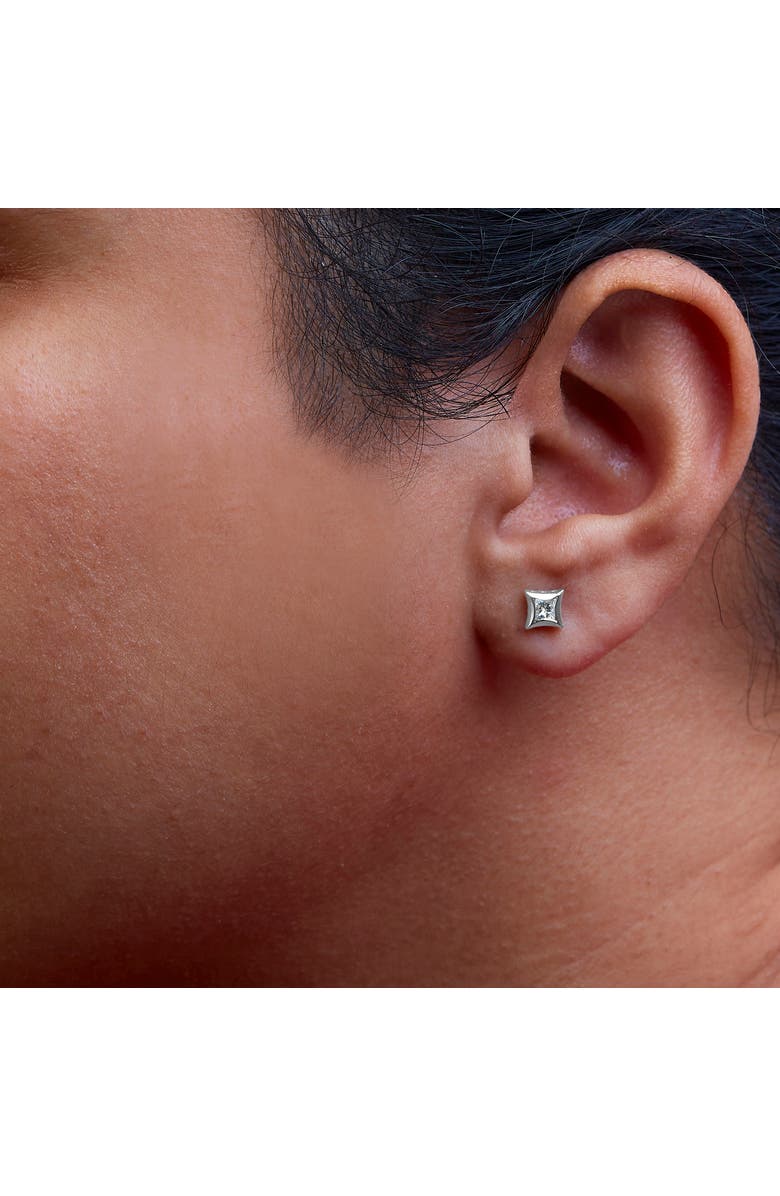 Haus of Brilliance 10K White Gold 1/3 Ct Invisible Style Princess Stud Earrings, Alternate, color, White