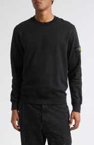 Stone Island Compass Logo Patch Cotton Crewneck Sweatshirt