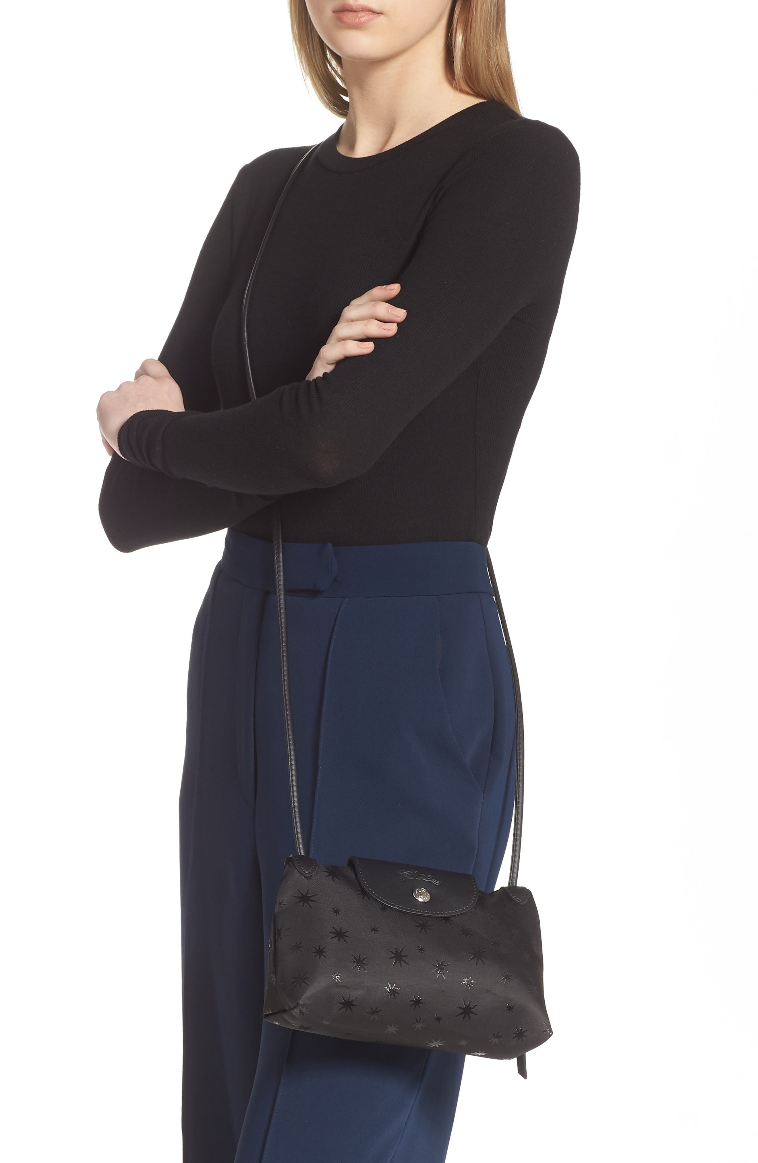 Longchamp Mini Le Pliage Étoiles Jacquard Canvas Crossbody Bag, Alternate, color, 