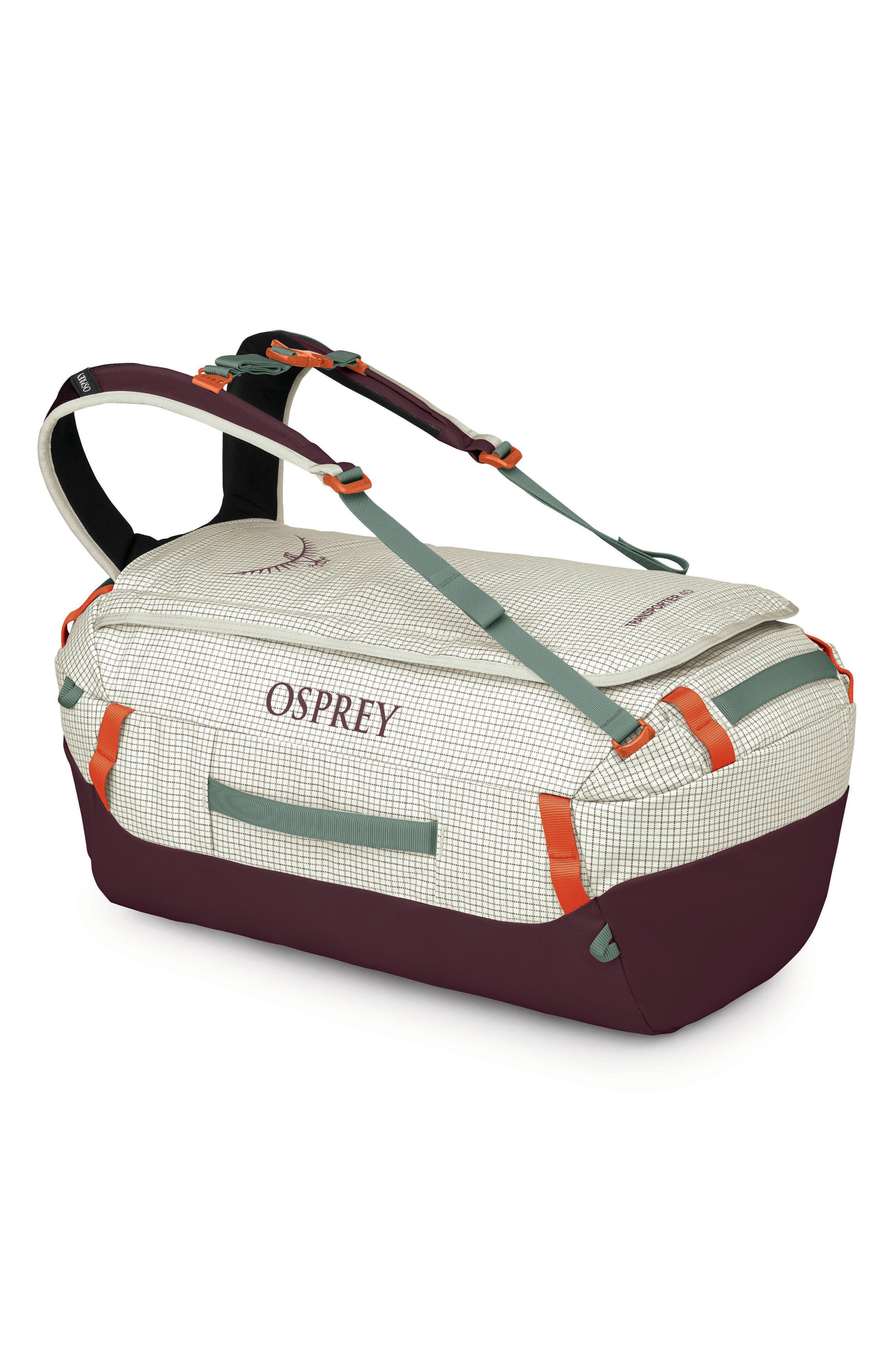 Transporter 40-Liter Duffle Carry-On Luggage, Alternate, color, MYSTERY WHITE/ MOODY BURGUNDY