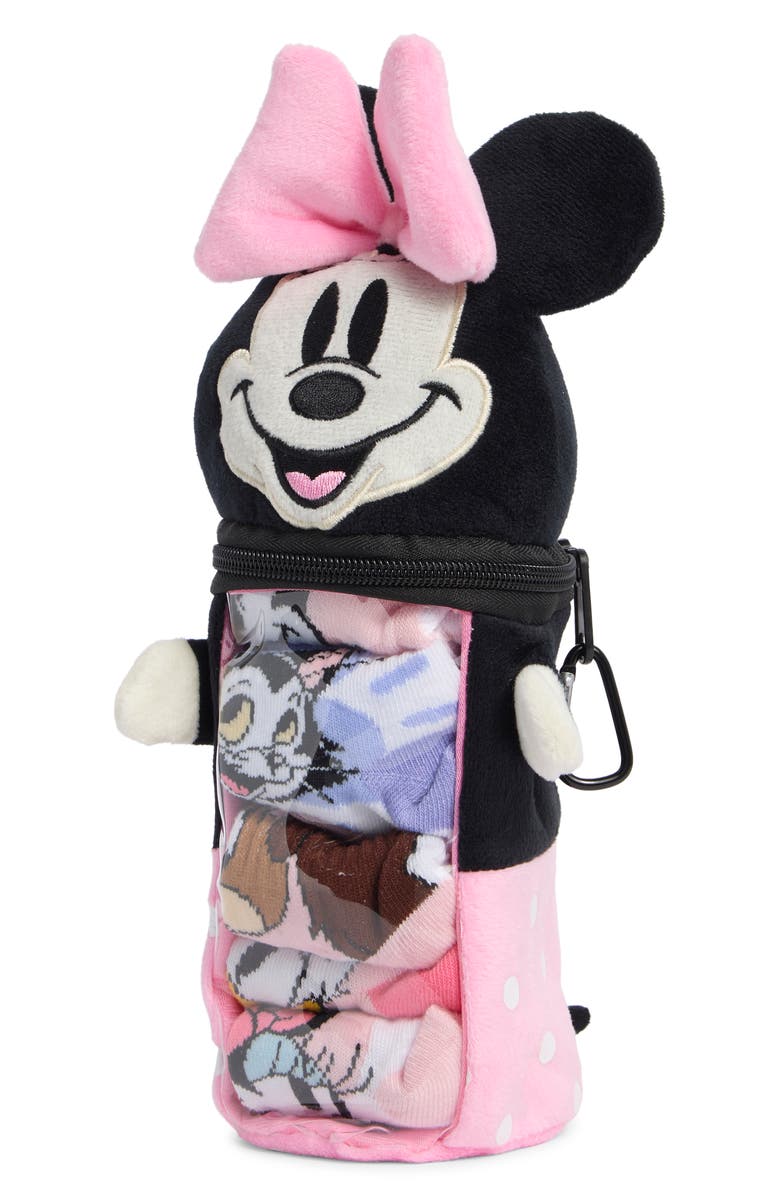 BERKSHIRE FASHIONS Kids' Disney Minnie Mouse Assorted 5-Pack Socks with Reusable Pouch, Alternate, color, White Assorted
