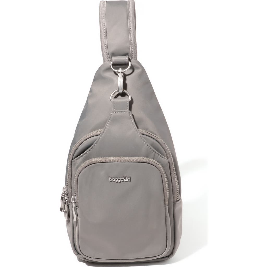 Baggallini Central Park Sling Bag In Steel Grey Twill