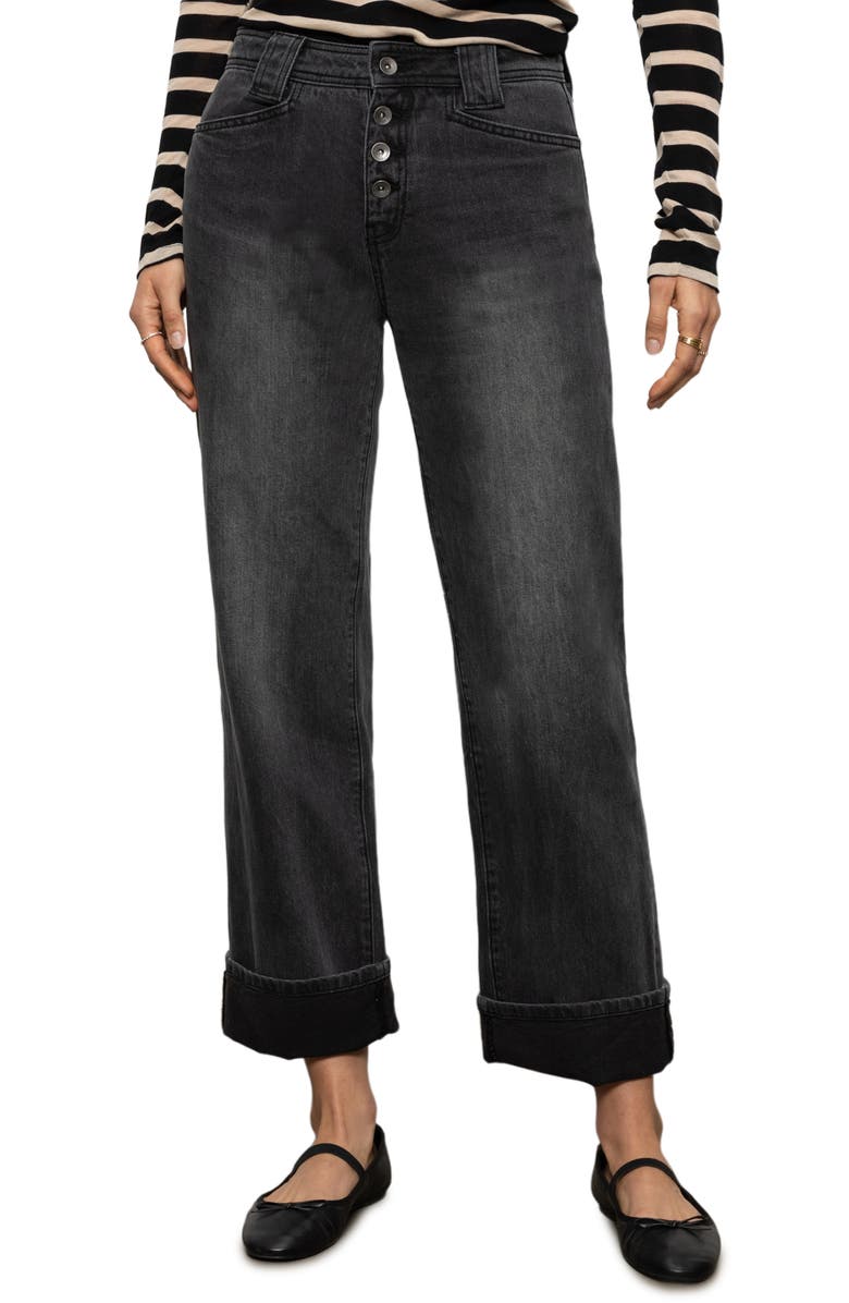 Sanctuary Luna Button Fly High Waist Cuff Straight Leg Jeans, Main, color, 