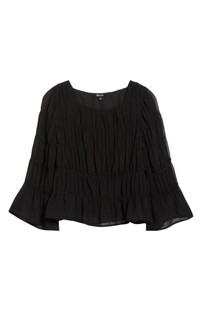 Madewell Square Neck Tiered Top, Alternate, color, Jet Black