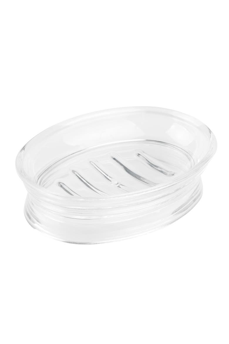 Soap Dish for Bathroom Sink - Elevated Oval Stand for Countertop - Clear, Main, color, Clear