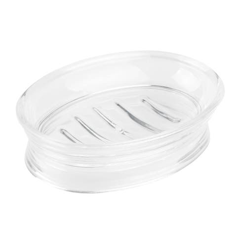 Soap Dish for Bathroom Sink - Elevated Oval Stand for Countertop - Clear