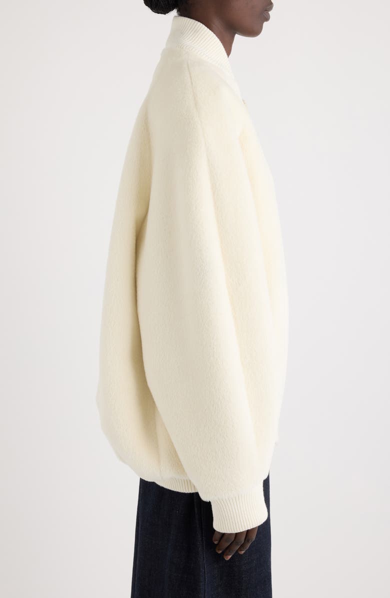 Jacquemus Le Blouson Pilu Alpaca & Virgin Wool Blend Bomber Jacket, Alternate, color, Off-White