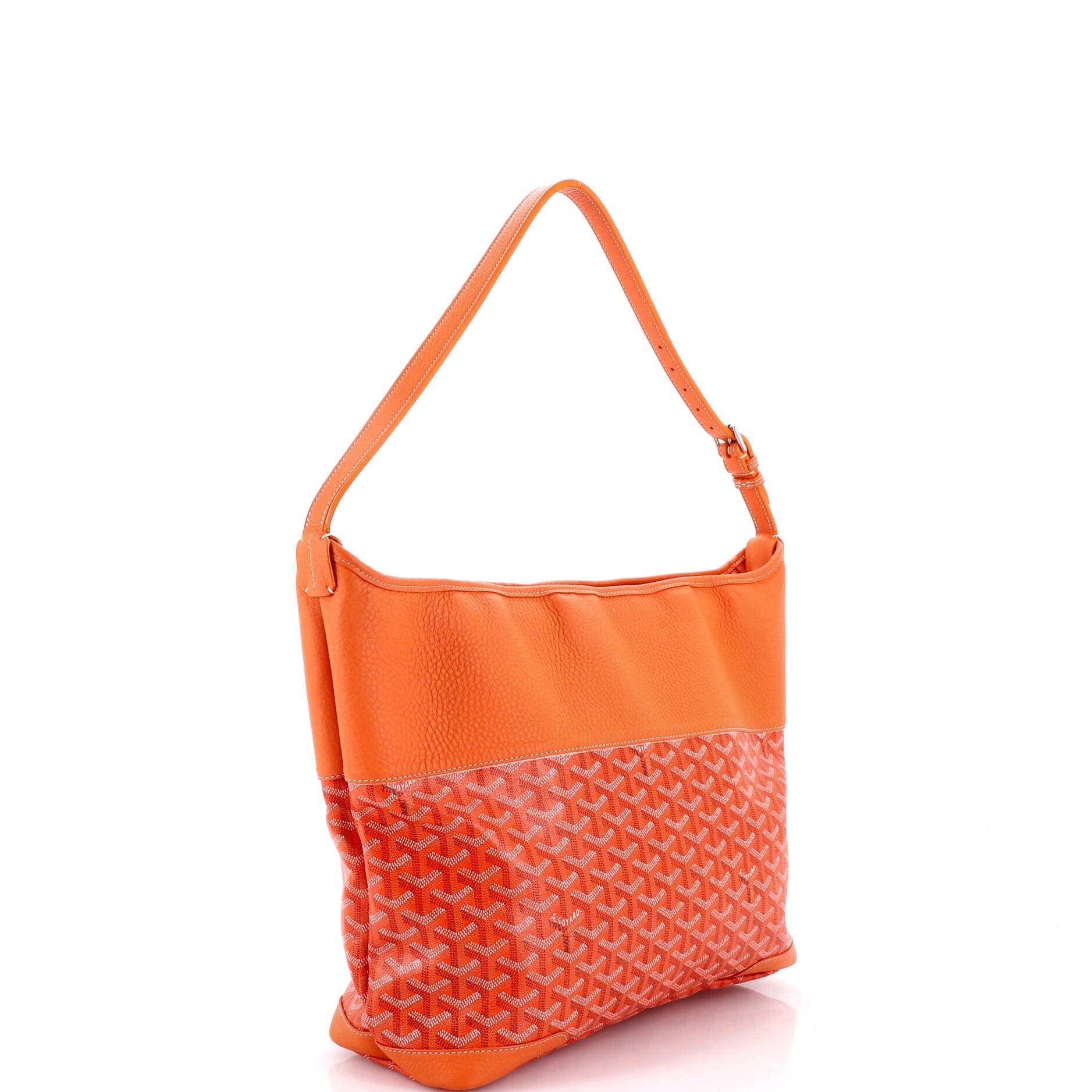 Pre-Owned Goyard Grenadine Hobo Coated Canvas with Leather, Alternate, color, Orange