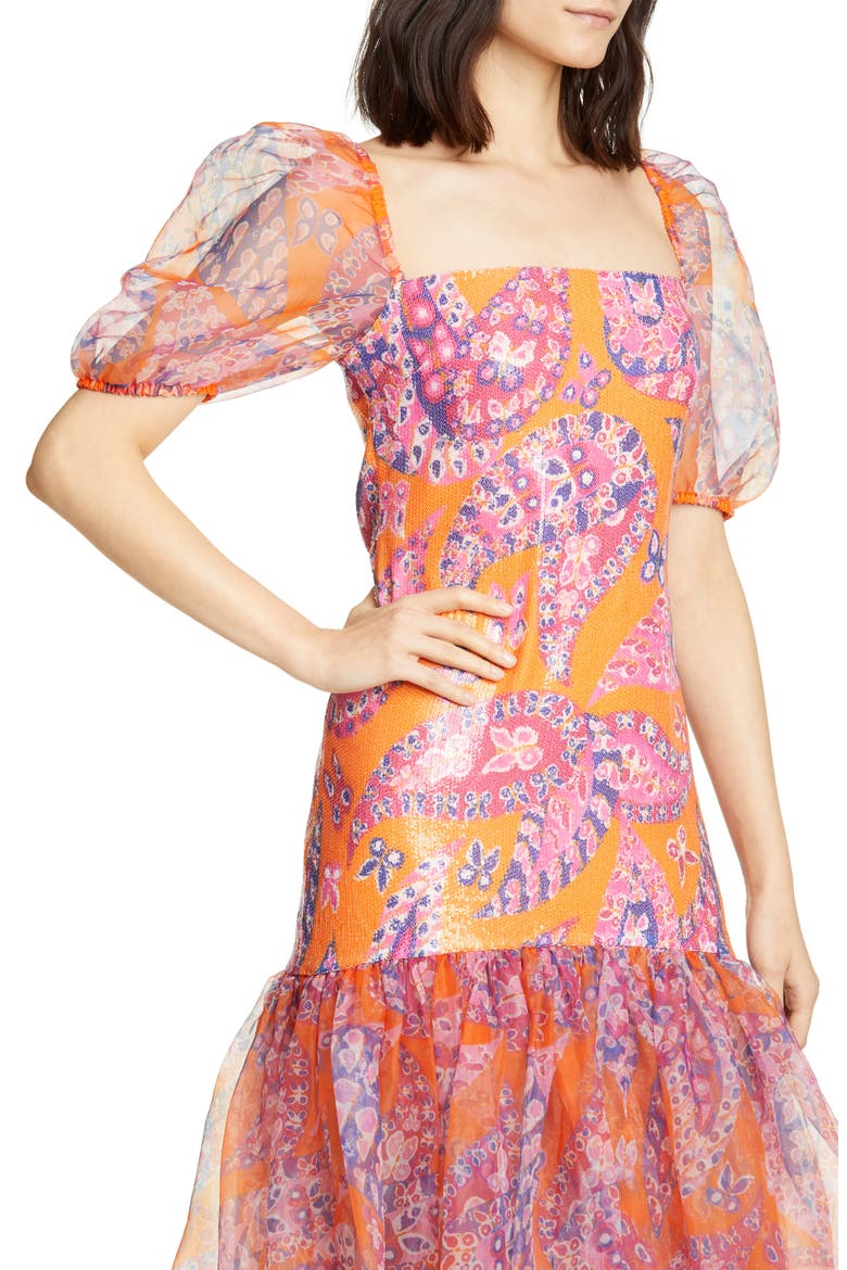Wilde Sequin Butterfly Paisley Print Maxi Dress, Alternate, color, MONARCH PAISLEY