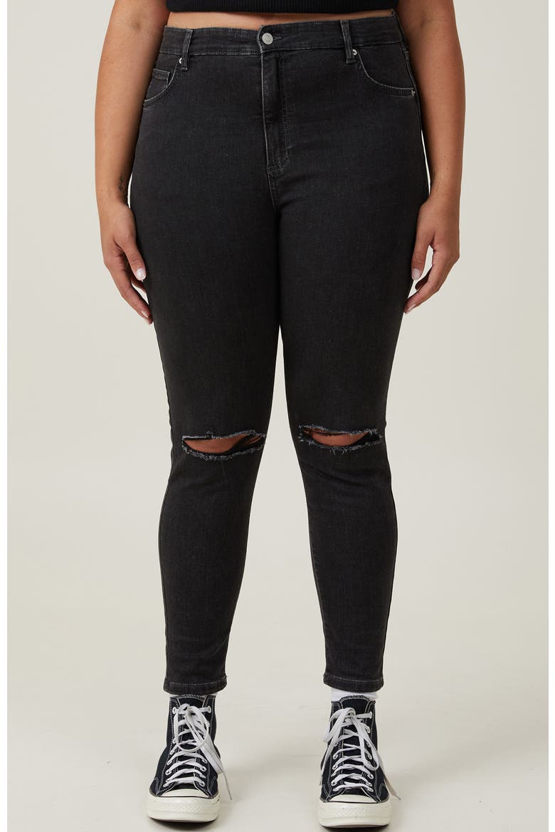 Women's High Rise Skinny Jean, Main, color, GRAPHITE BLACK RIP